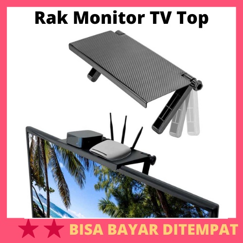Rak Monitor TV Top Shelf Display Screen Storage Desk Riser / Rak Tatakan Stand Belakang Layar Tempat