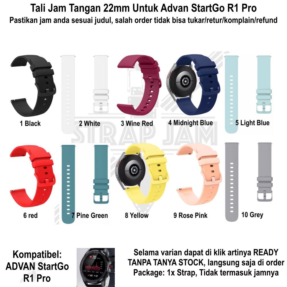 PWK Tali Jam Tangan Advan Stargo R1 Pro - Strap 22mm Silikon Rubber