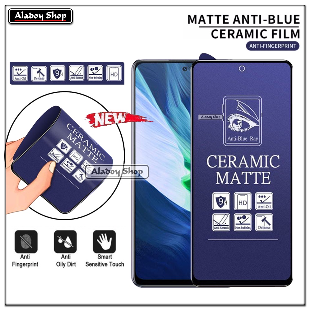 PAKET 3IN1 Anti Gores Blue Matte Anti Glare Infinix Note 10 Pro Nfc + Tempered Glass Camera dan Skin Carbon