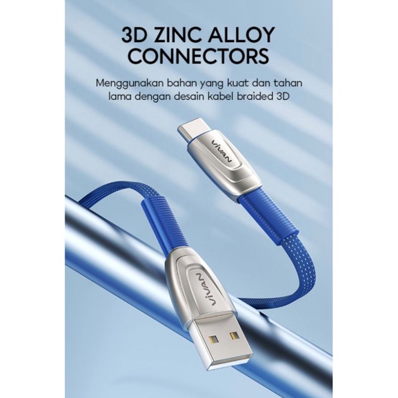 Kabel Data Vivan Type c USB 2.4A Kabel Charger Kabel Casan BTK-CS USB C Vivan Original Tipe-C