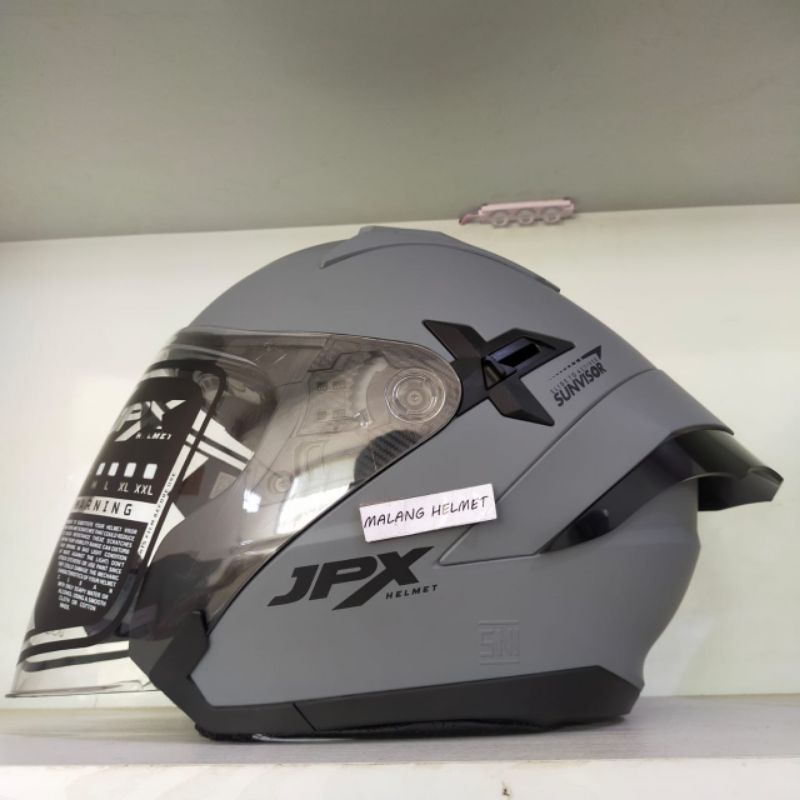 Jual Helm Half Face JPX NOVA X Solid Grey Doff Bonus Spoiler [Ongkir