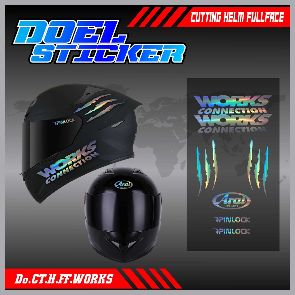 Sticker Cutting Helm Full Face Hologram WORKS Doel