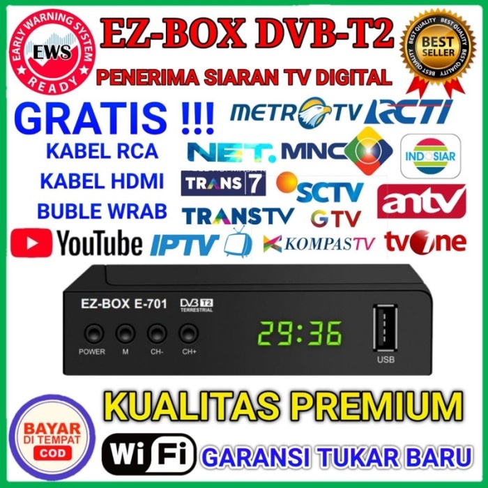 BISA COD EZ-BOX SET TOP BOX DVB-T2 PENERIMA SIARAN TELEVISI DIGITAL YOUTUBE WIF /SET TOP BOX TV