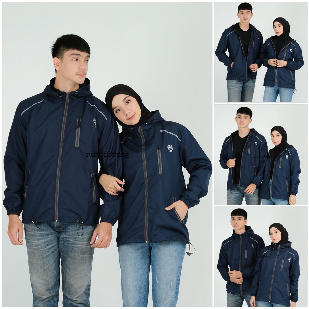 Jaket Couple Pria Wanita Parasut Jumbo Waterproof Original FCF Size M L XL XXL / Jaket Gunung Waterproof FCF