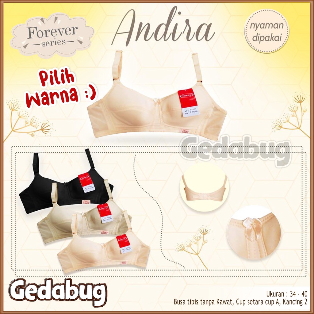 Sorex Bra 01001Andira Series | BH Wanita dewasa Bassic Cup Sedang setara Cup A-B Kait 2 | Gedabug