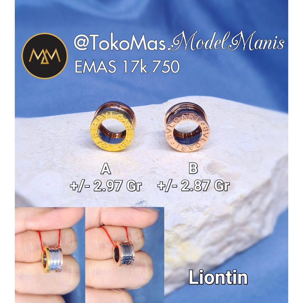 Liontin Ring Italy AU emas 750 kadar 18k