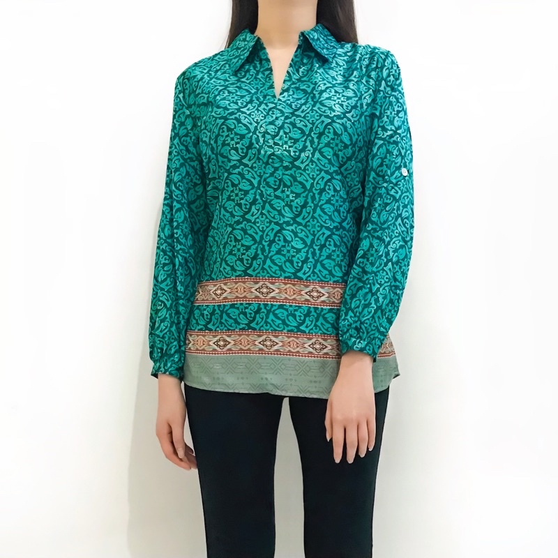 Baju Batik Blouse Atasan Wanita (Hijau Mint Tosca Ijo)
