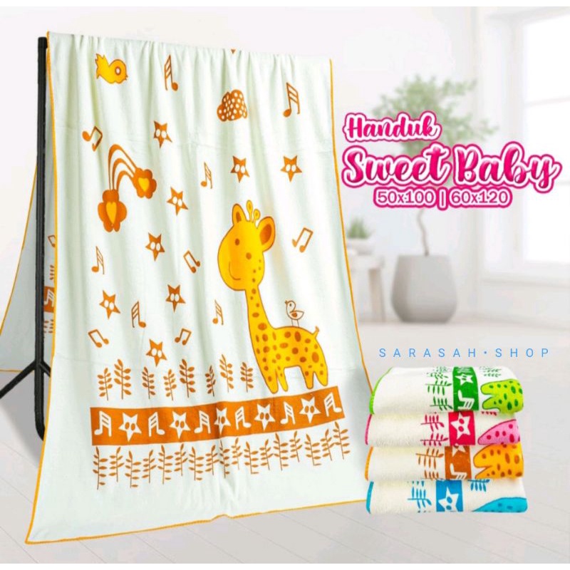 Handuk Anak Sweet Baby 50x100 cm Handuk Bayi Perempuan Handuk Mandi Premium Handuk Anak Motif Bahan Lembut dan Menyerap Air