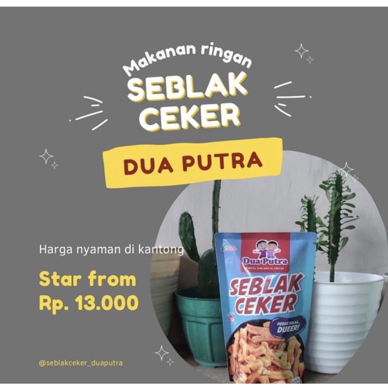 

SNACK SEBLAK CEKER DUAPUTRA PEDAS GURIH ISI 200gram