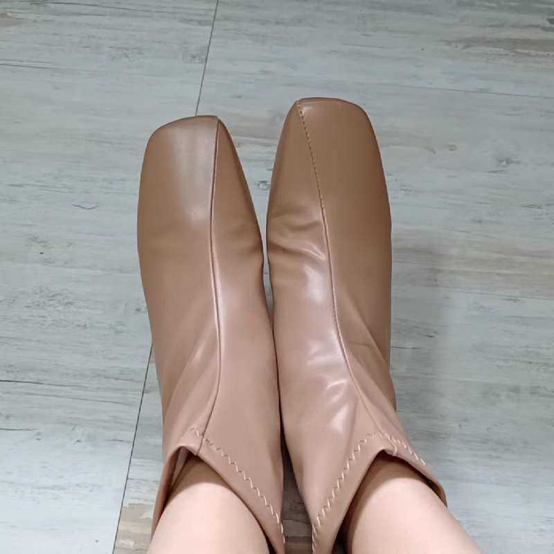 Terbaru Mewah Musim Panas Formal Kerja Korea Cantik Kulit Asli Sepatu Boots Wanita Cewek Resleting Tinggi Hak Empuk Kekinian 233