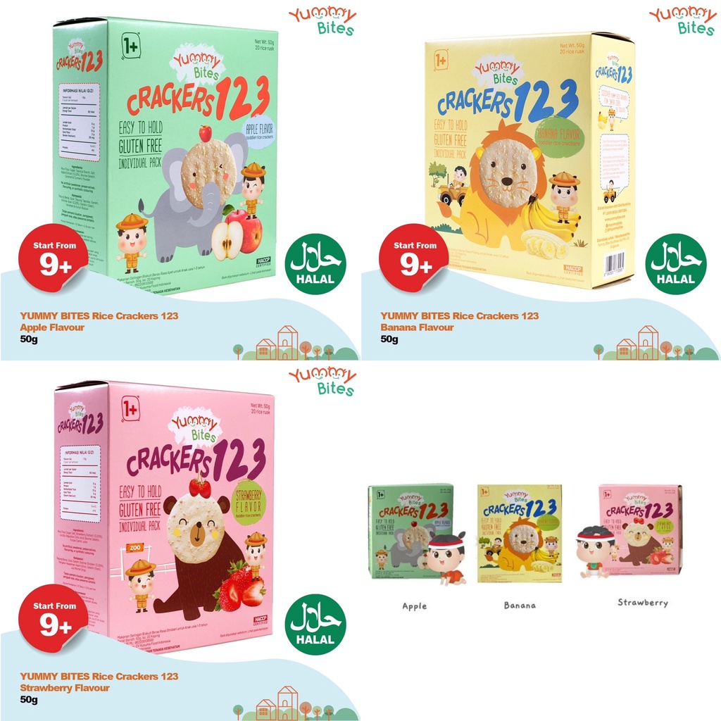 YUMMY BITES 123 Rice Cracker 50gr/ Biskuit Bayi / Snack Bayi Murah Surabaya