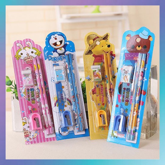 

KTM - Alat Tulis Set Mini Stationary Set Sekolah 5 in 1 Pensil Set Karakter 5in1 Kartun