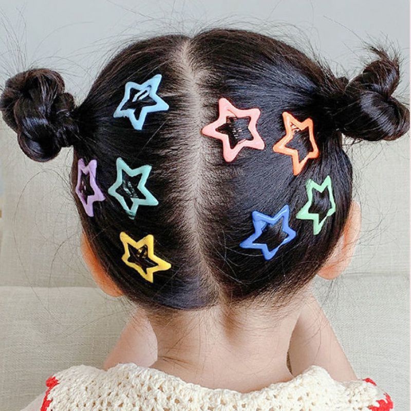 10pcs Set Jepit Rambut Untuk Anak-Anak Korea Mode Baru Permen Warna Bintang Rambut Klip Bayi Poni Klip Bb Klip Hair Pin Aksesoris Rambut