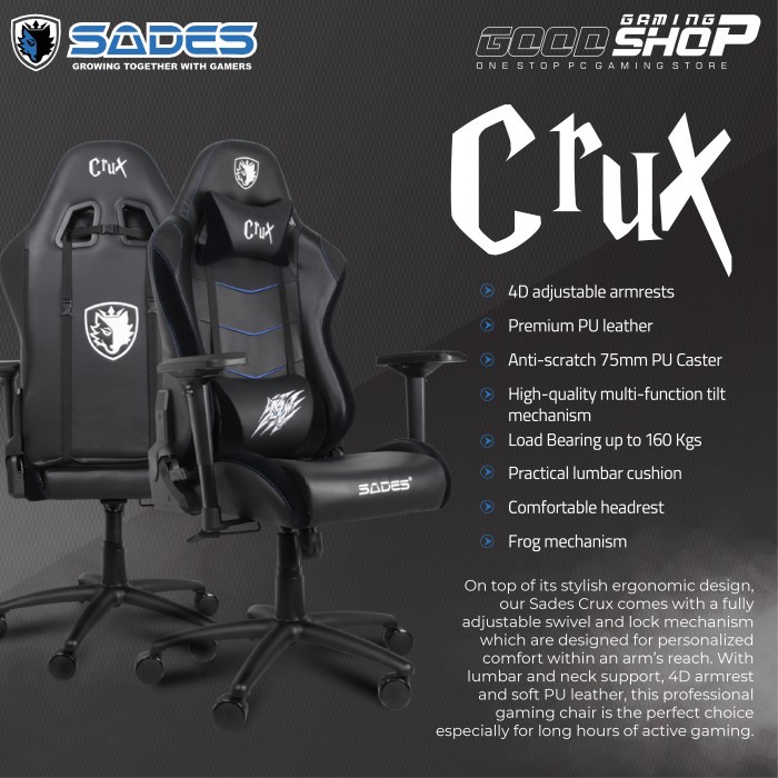 Jual Sades Crux Kursi Gaming Gaming Chair Shopee Indonesia