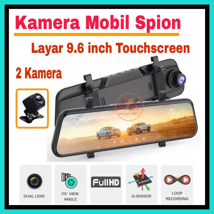 HT-Mirror Dashcam Touchscreen Night Vison Camera Spion Tengah Mobil