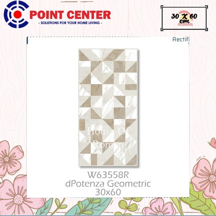 TERBAIK ROMAN KERAMIK 30 X 60R W63558R DPOTENZA GEOMETRIC GOL C
