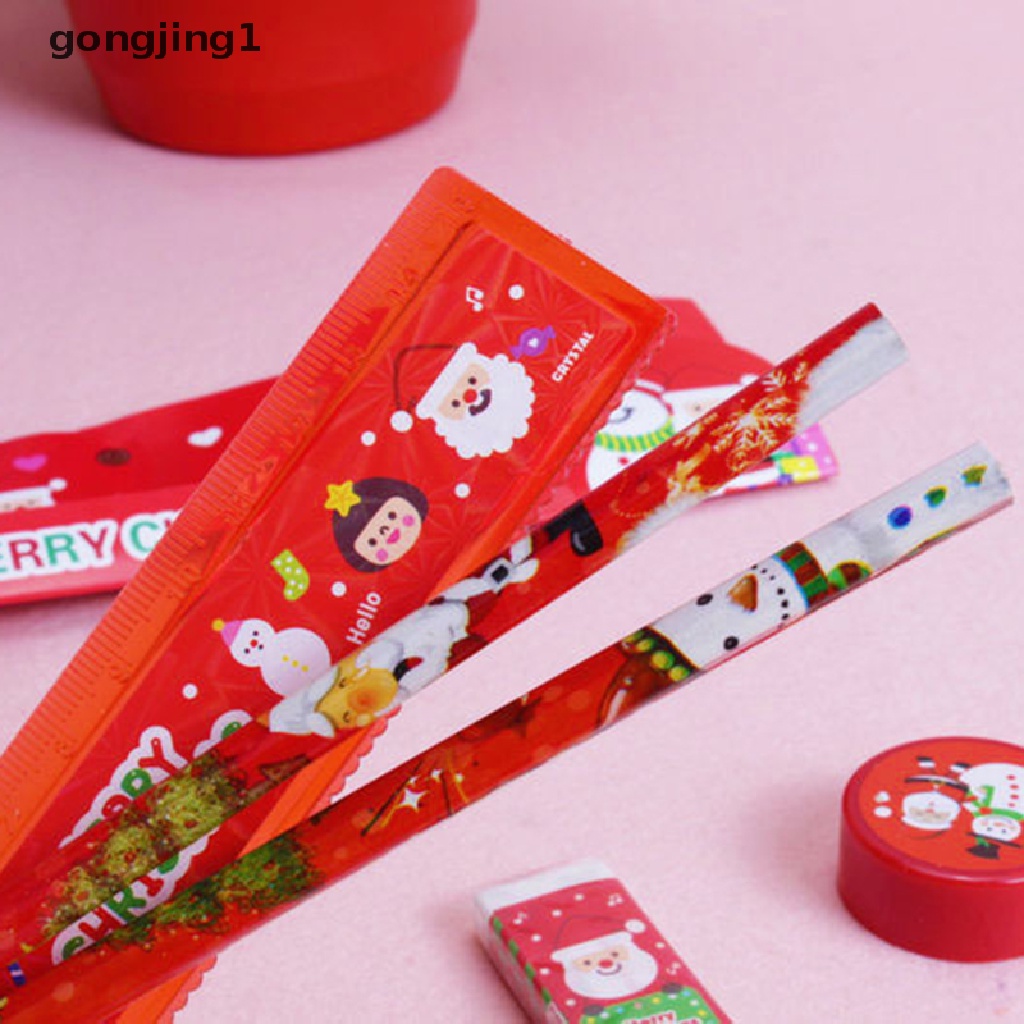 Ggg 5Pcs /Pack Set Alat Tulis Natal Lucu Pengasah Pensil Alat Tulis Kado Sekolah ID