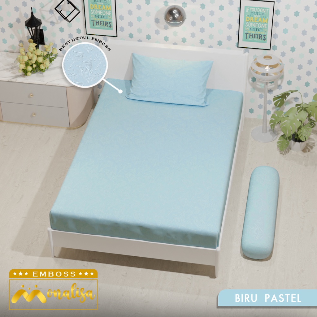 Monalisa Emboss Sprei Uk 90/100/120 - Biru Pastel