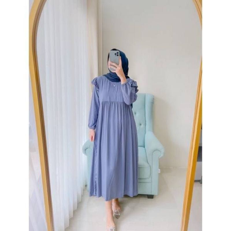 AZARA MIDI DRESS/crinkel air flow/gamis wanita/dress remaja prempuan/gamis remaja wanita fashion/terbaru/terlaris