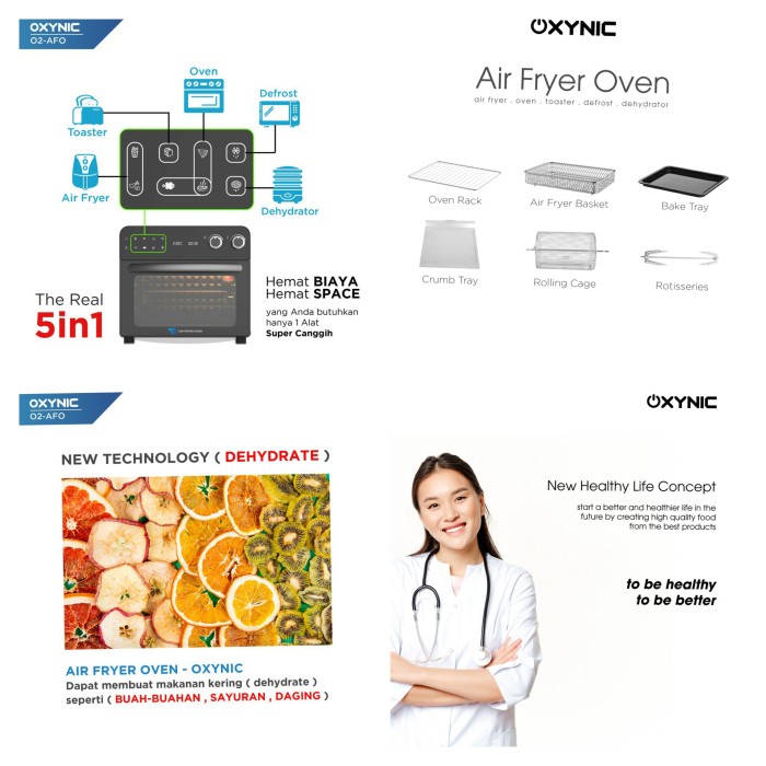Oxynic Air Fryer Oven 02AFO 02 AFO 23 Liter 23L Touchscreen 02AFO