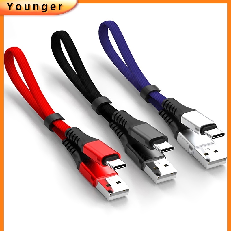 Kabel 30CM Pendek Tipe C Micro USB Fast Charging Kabel Data Untuk Handphone Power Bank Baterai Kabel USB Portable