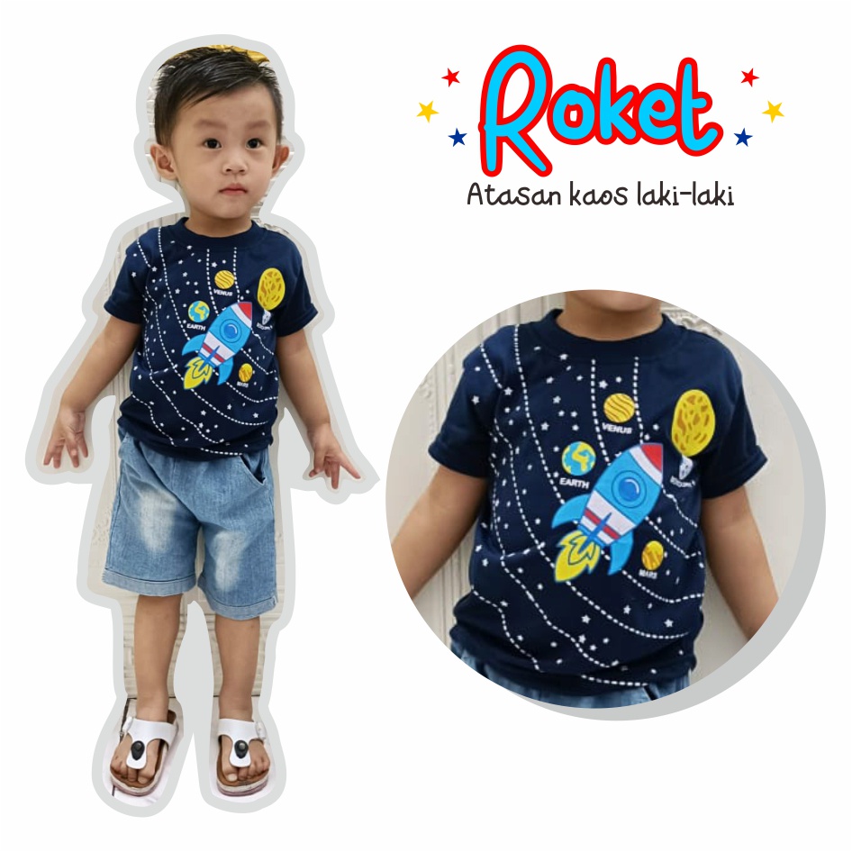 Atasan Kaos Anal Laki-Laki Roket CF Kids