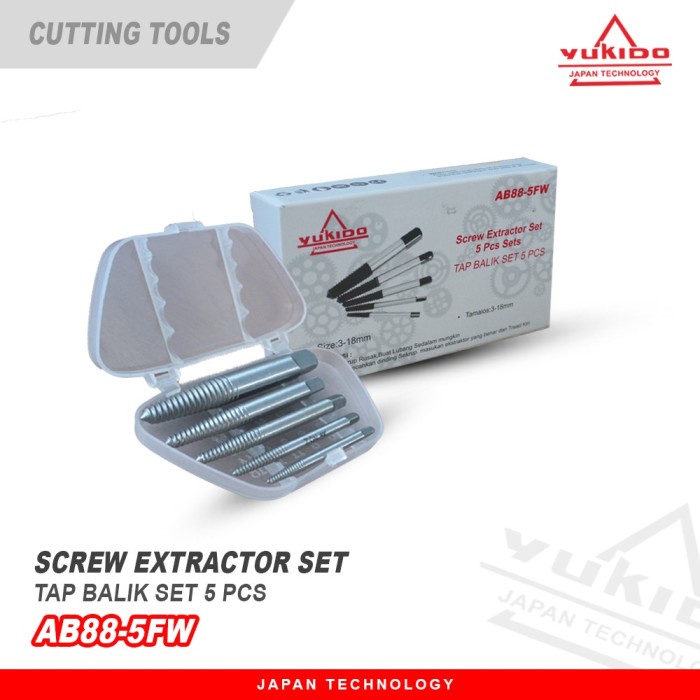 alat pembuka baut patah Yukido tap balik set 5 pcs termurah