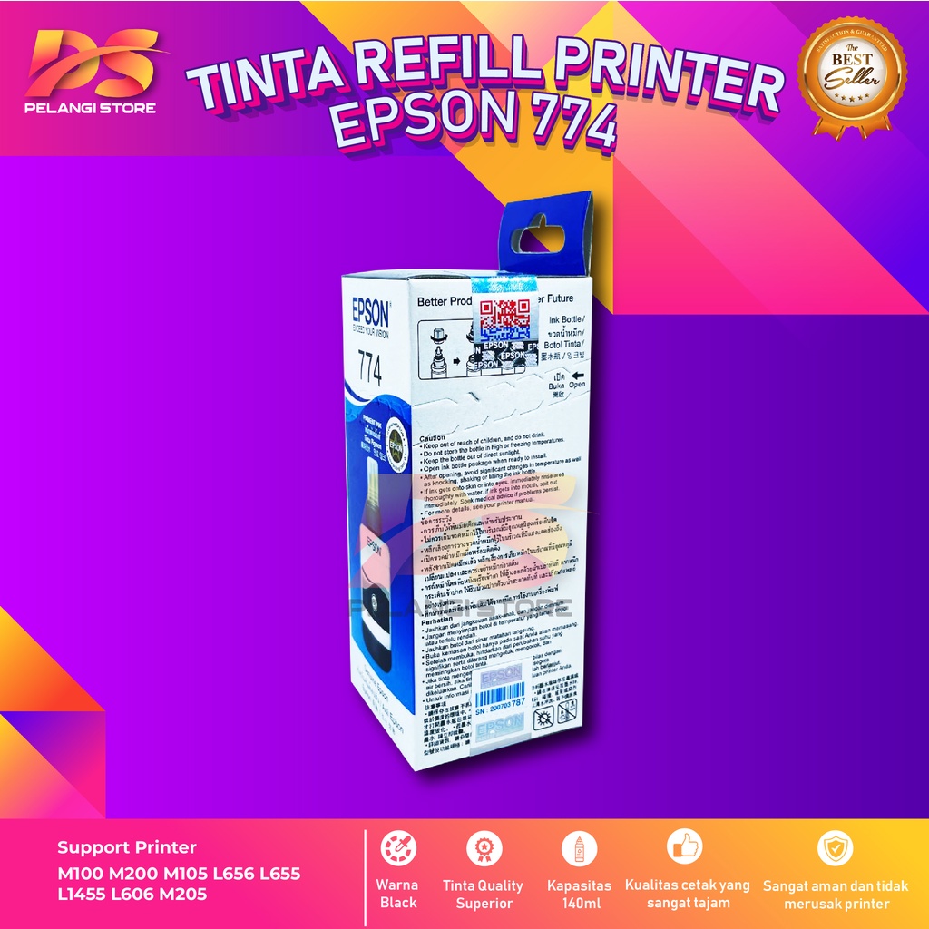 Tinta Epson 774 Black Tinta Printer M100 M200 M105 L656 L655 L1455 L606 M205 Dus Baru