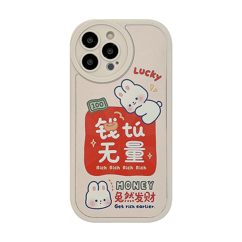 Case Silikon Kartun Kelinci Kaya Lucu Imlek Untuk Iphone 14xxxr 11 12 Mini 13 PRO MAX Casing Cover Pelindung
