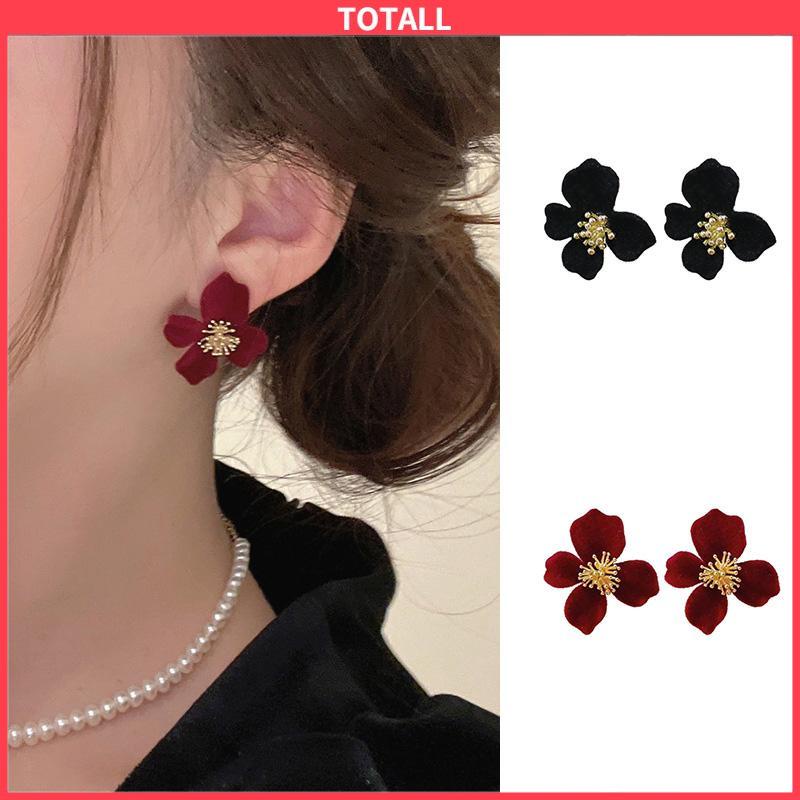 COD anting-anting wanita Musim gugur musim dingin bunga beludru erring desain mewah   temperamen kelas atas-Totall