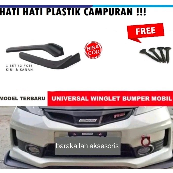 Winglet Bemper Mobil  YARIS BAKPAO Winglet Lips Depan UNIVERSAL