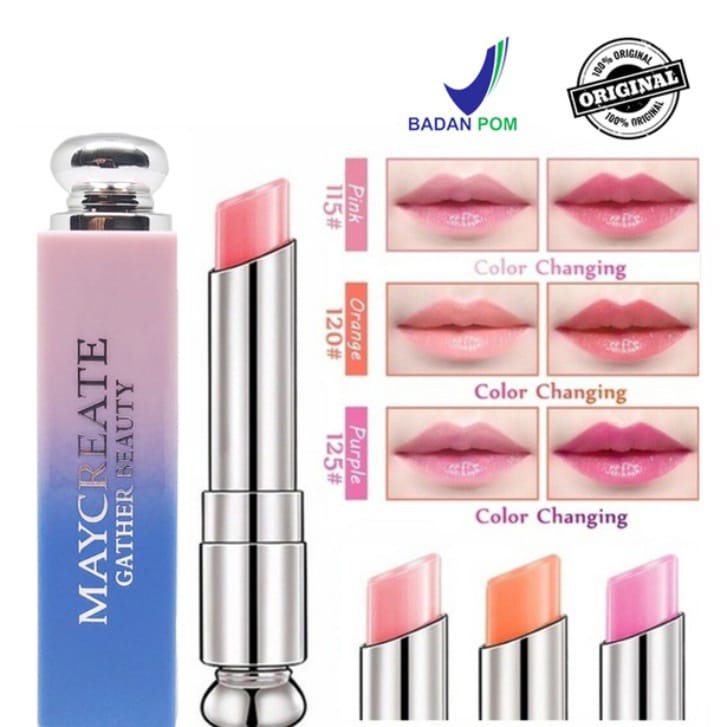 MAYCREATE LIPSTIK LIP BALM WATERPROOF MELEMBABKAN MOISTURIZING LIPSTICK ORIGINAL TAHAN AIR