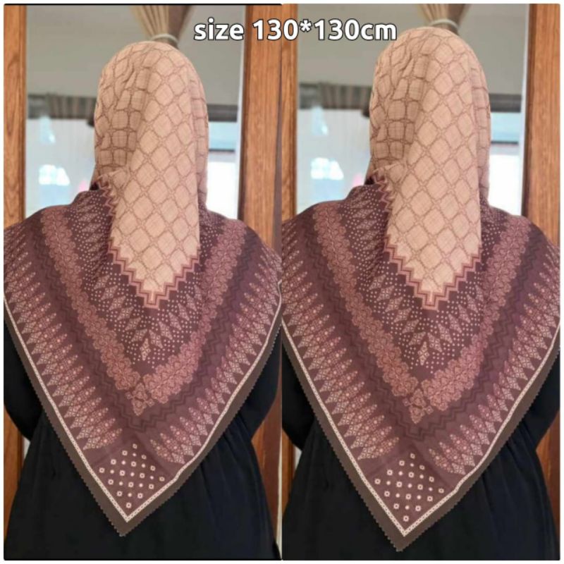 Hijab Jilbab Kerudung Segiempat Katun Voal Motif 2 Denay Syar'i Lc By NN