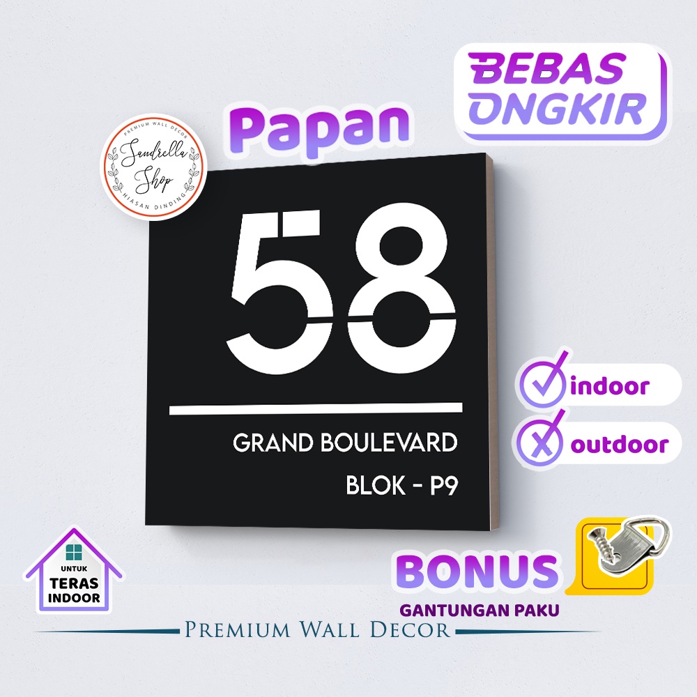 Jual Hiasan Dinding Custom Nomor Rumah Papan Alamat Nomer Perumahan Kos Mnr Shopee Indonesia