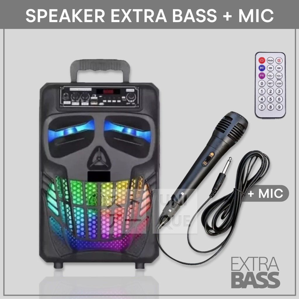 UNIQUE SPEAKER BLUETOOTH MEGABASS DENGAN MIC KARAOKE