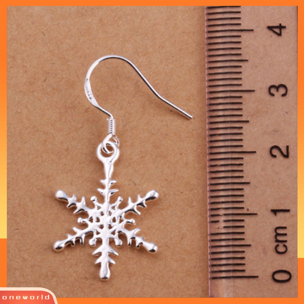 [WONE] 1pasang Anting Desain Snowflake Gaya925 Lapis Perak Wanita Anting Kait Untuk Natal