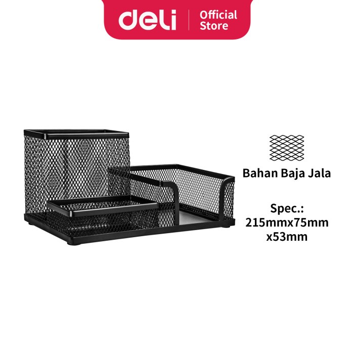 

PRODUK TERBATAS Deli Organizer / Tempat Alat Tulis Bahan Metal 3 Sekat Hitam E9175 Code 2348