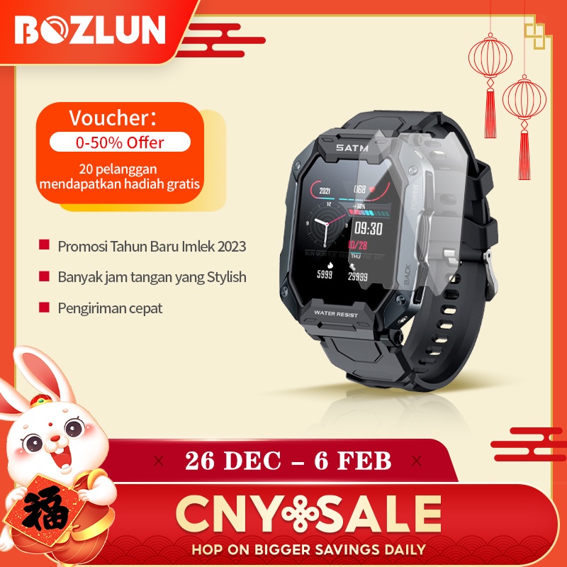 New Bozlun Outdoor Smartwatch Sport Pria Wanita Blood Pressure 5ATM Waterproof Smartwatch Baterai
