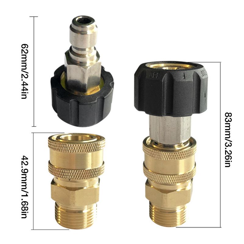 Quick Connect Kit Brass M22 15mm Female Swivel Dan M22 Male Fitting Pressure Washer Adapter Set