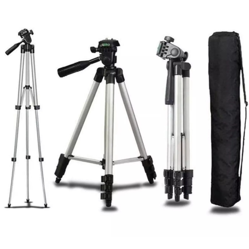 Tripod TF Camera&amp;Handphone 1 Meter 3110 Bahan Aluminium + Holder U &amp; Sarung-Tripod Stainless with 3x Extend Leg - Suite For Smartphone &amp; Camera+Free Holder U