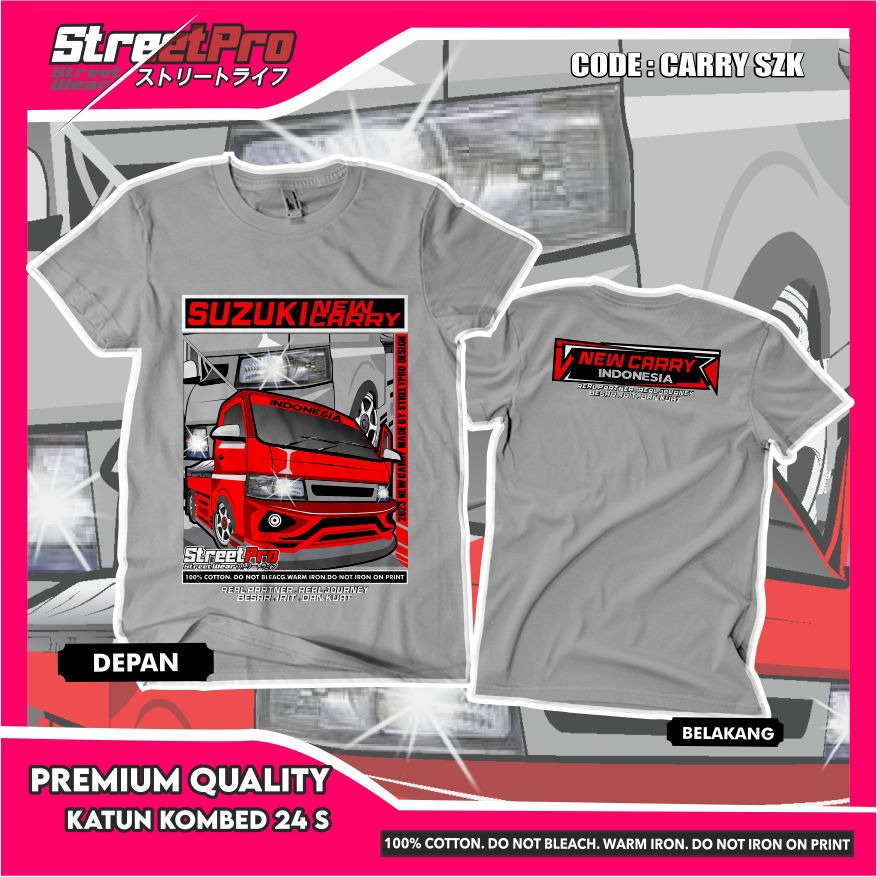 Carry Suzuki Kaos Baju T-shirt Driver Muda Mobil Pickup Carry Katun Combed 24s Tebal Size Dewasa
