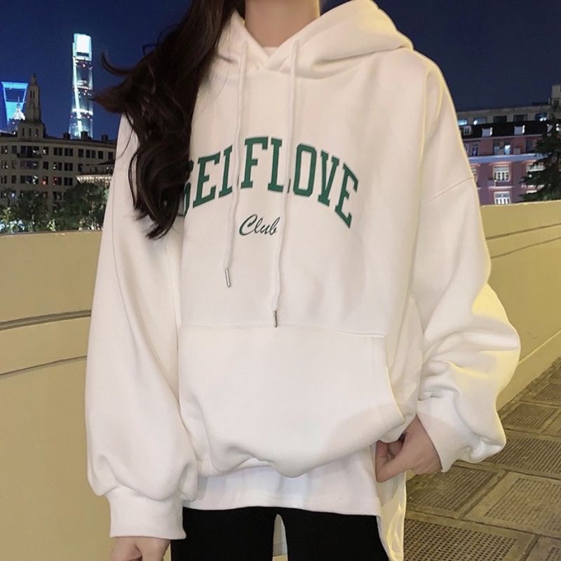 Hoodie OVERSIZED Korean Style ( S - 6XL ) SELF LOVE Quotes Jacket Boy Girl Peach Bigsize Jumbo Fleece Premium