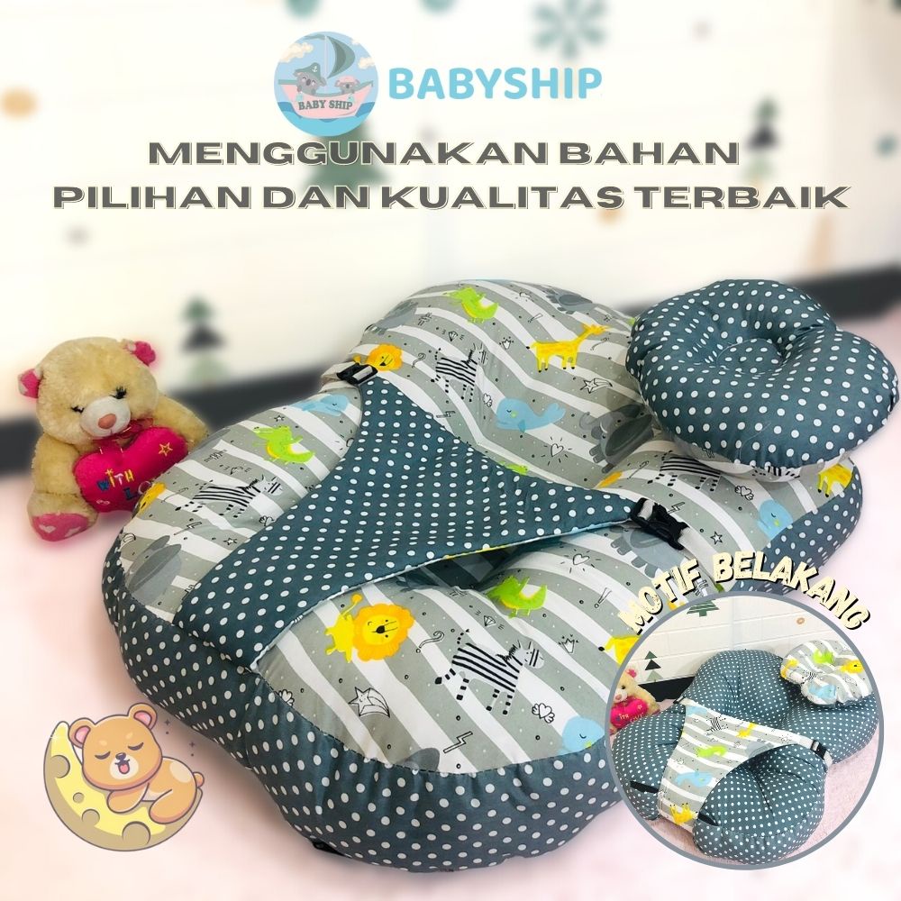 Sofa Bayi Jumbo Multifungsi Dengan Gesper Pengaman Free Bantal Peyang dan Tas Mika [ Merk BabyShip ] / Kasur Bayi / Bantal Bayi