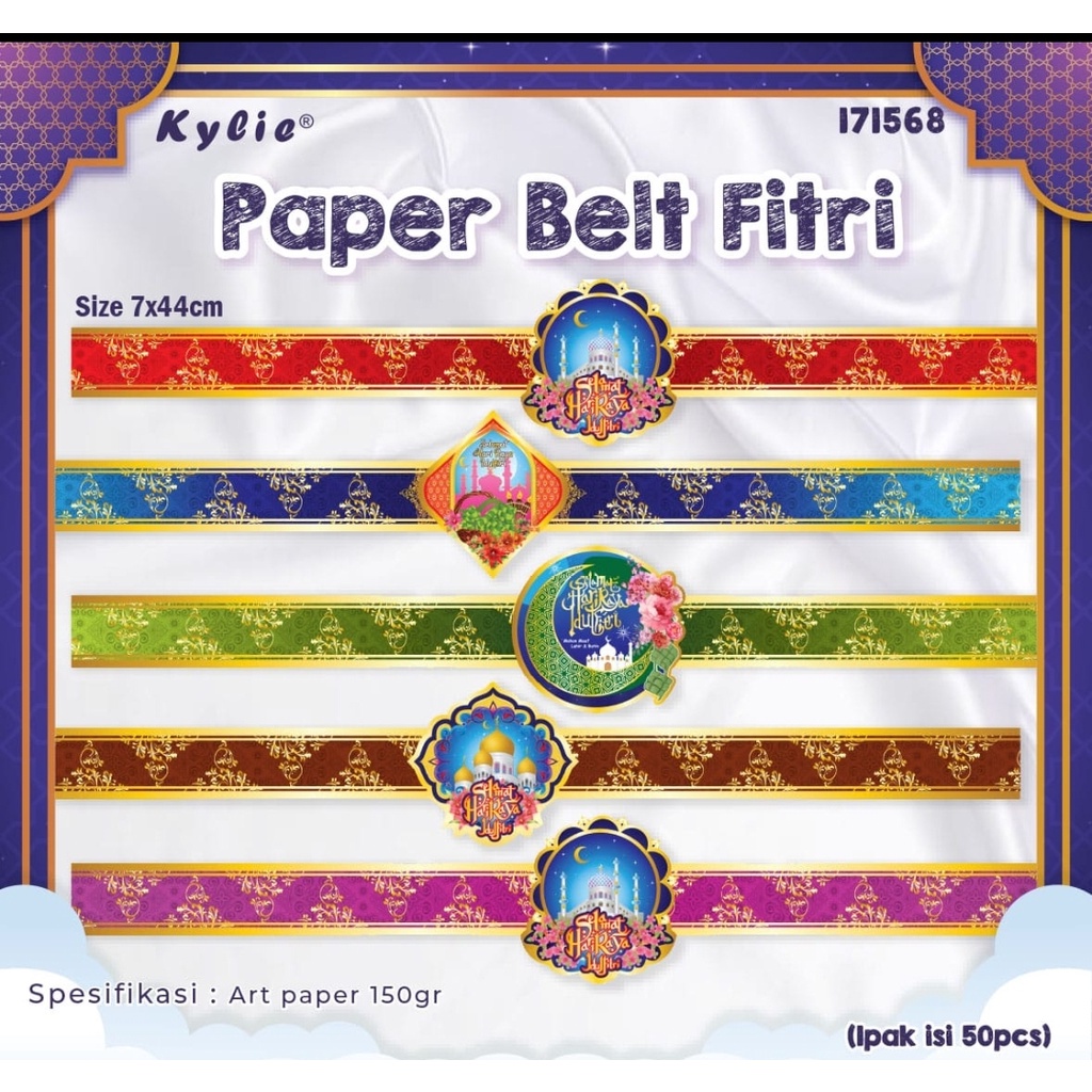 

paper belt idul fitri beber 7 x 44 cm satuan art paper 150 gsm