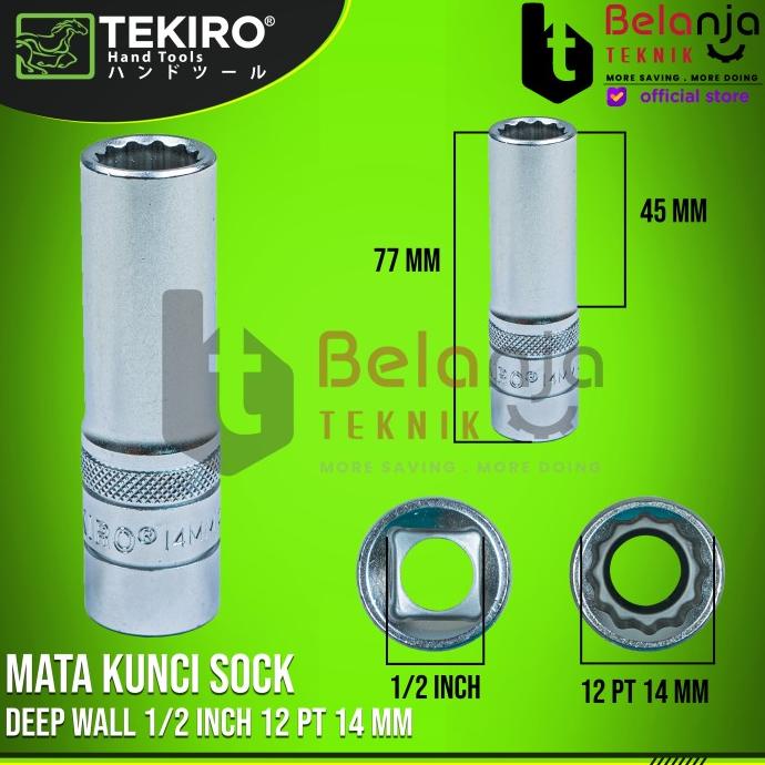 Tekiro Mata Kunci Shock 1/2" Inch 12 PT 14mm Mata Deep Sok Panjang belanjate77 Murah
