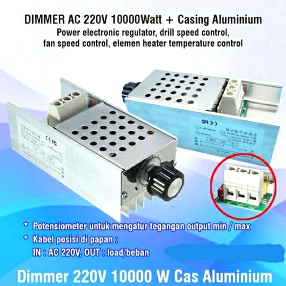 Dimmer Ac 220 Volt 10000 Watt + Casing Aluminium