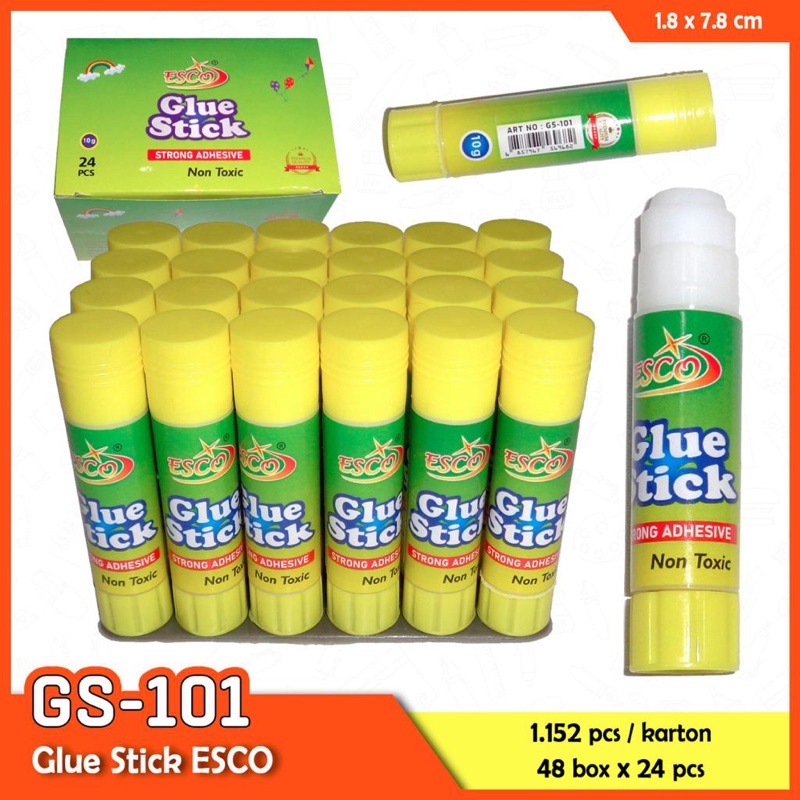

lem stik / glue stick motif kuning hijau satuan