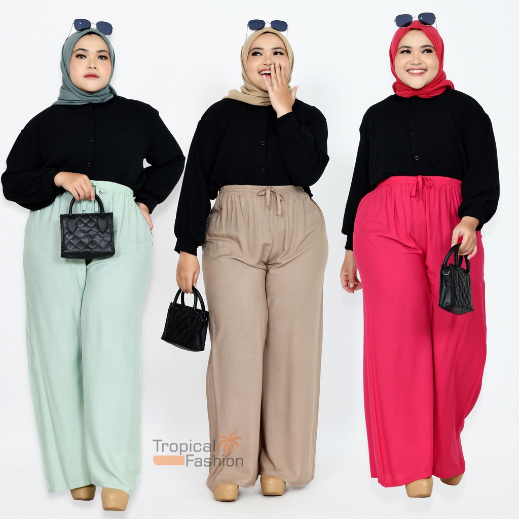 Celana Kulot Wanita Jumbo Bahan Rayon Premium Termurah Kekinian