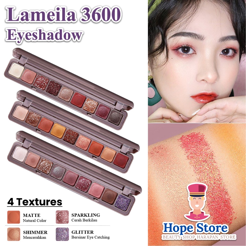 ORIGINAL LAMEILA 3600 Eyeshadow Palette 9 Warna Matte and Glitter