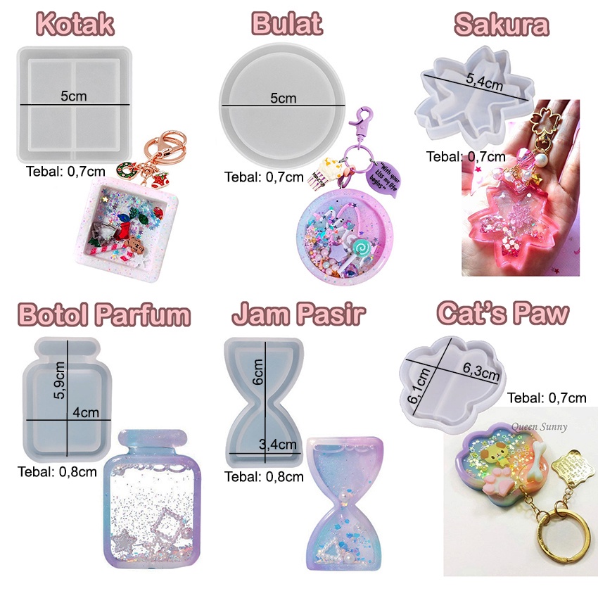 Shaker Mold Bulat/Kotak/Sakura/Parfum Cetakan Silikon Mold Resin Silicone Mold Charm Pendant